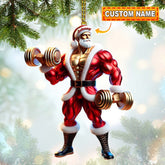 Maxcorners Custom Name Gym Work Out Santa Ornament, Gymnastics Christmas Gift87 2D Flat LM2211