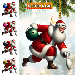 Maxcorners Custom Name Bowling Santa Ornament, Bowling Lover Christmas Gift 2D Flat LM2211