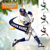 Maxcorners Custom Name Baseball Ornament, Christmas Gift for Baseball Lover 2D Flat LM2111