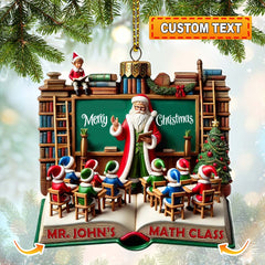 Maxcorners Custom Name Teacher Ornament, Teacher Christmas Decoration 2D Flat LM2111