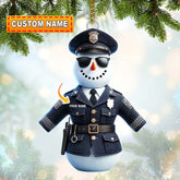 Maxcorners Custom Name Police Snowman Ornament, Christmas Gift for Police 2D Flat LM2111
