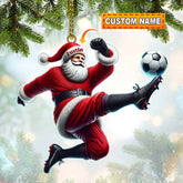 Maxcorners Custom Name Football Santa Ornament, Christmas Gift 2D Flat LM2211