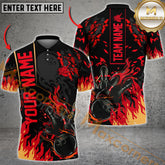 Maxcorners Bowling Flaming Design Multicolor Options Personalized Name, Team Name 3D Shirt (4 Colors)