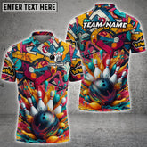 Maxcorners Bowling Graffiti Splash Art Multicolor Options Personalized Name, Team Name 3D Shirt (4 Colors)