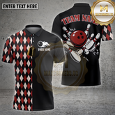 Maxcorners Bowling Shirt Argyle Strikes Multicolor Options Personalized Name, Team Name Unisex 3D Shirt (4 Colors)