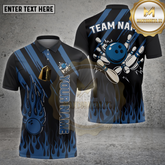 Maxcorners Bowling Shirt Flames Strikes Multicolor Options Personalized Name, Team Name Unisex 3D Shirt (4 Colors)