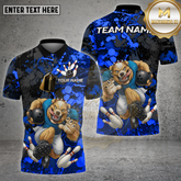 Maxcorners Bowling Shirt Savage Dog Splatter Multicolor Options Personalized Name, Team Name Unisex 3D Shirt (4 Colors)