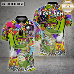 Maxcorners Golf Crocodile Cartoon Multioptions Personalized Name, Team Name Unisex 3D Shirt