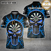 Maxcorners Darts Punisher Skull Fire Multioptions Personalized Name, Team Name Unisex 3D Shirt (4 Colors)