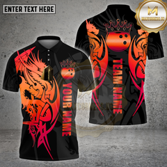 Maxcorners Dragon Bowling Shirt Golden Tribal Multioptions Personalized Name, Team Name Unisex 3D Shirt (4 Colors)