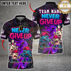 Maxcorners Bowling Shirt Graffiti Never Give Up Multioptions Personalized Name, Team Name Unisex 3D Shirt (4 Colors)