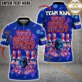 Maxcorners Neon Bowling Shirt Who Gives A Split Design Multicolor Options Personalized Name, Team Name 3D Shirt (4 Colors)