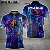 Maxcorners Bowling Skeleton Neon Attitude Multicolor Options Personalized Name, Team Name 3D Shirt (4 Colors)