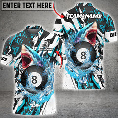 Maxcorners Billiards Ball 8 Grunge Shark Personalized Name, Team Name Unisex Shirt ( 4 Colors )