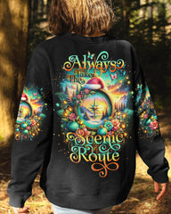 Maxcorners Always Take The Scenic Route Compass Christmas All Over Print LM2101