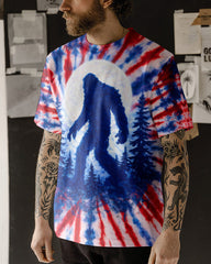 Maxcorners Bigfoot In The Forest Red White & Blue Swirl All Over Print LM1601