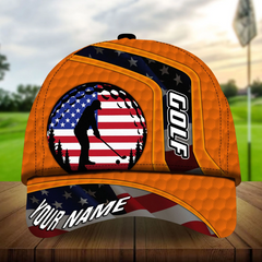 Maxcorners Golf Premium Unique American Golfer Personalized Name All Over Printed Cap