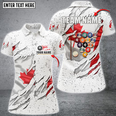 Maxcorners Billiards Balls Canadian Flag White Grunge Personalized Name 3D Shirt