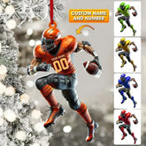 Maxcorners Personalized Custom Football Running Player Christmas 3D Ornament, Custom Holiday Tree Decor, Perfect Gift for Rugby Lover