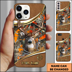 Maxcorners Deer Hunting Woodland Orange Art Personalized Name Phone Case