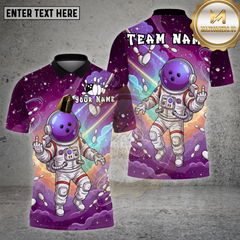 Maxcorners Bowling Shirt Astronaut Space Bowling Cosmic Galaxy Multioptions Personalized Name, Team Name Unisex 3D Shirt