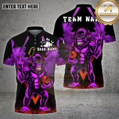 Maxcorners Bowling Shirt Neon Gorilla DJ Bowling Power Multioptions Personalized Name, Team Name Unisex 3D Shirt