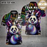 Maxcorners Bowling Shirt Neon Panda Bowling Rainbow Strike Multioptions Personalized Name, Team Name Unisex 3D Shirt