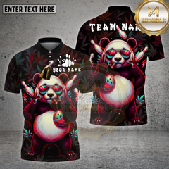 Maxcorners Bowling Shirt Panda 420 Leaf Bowling Neon Glow Multioptions Personalized Name, Team Name Unisex 3D Shirt