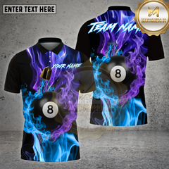 Maxcorners Billiards Shirt Neon Purple 8 Ball Smoke Fusion Multioptions Personalized Name, Team Name Unisex 3D Shirt