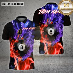 Maxcorners Billiards Shirt Neon Purple 8 Ball Smoke Fusion Multioptions Personalized Name, Team Name Unisex 3D Shirt