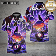 Maxcorners Billiards Shirt Wolf Galaxy 8 Ball Mountain Sunset Multioptions Personalized Name, Team Name Unisex 3D Shirt