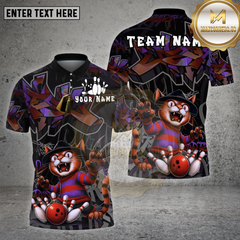 Maxcorners Bowling Shirt Graffiti Cat Horror Strike Multioptions Personalized Name, Team Name Unisex 3D Shirt
