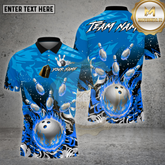 Maxcorners Bowling Shirt Silver Flame Bowling Strike Explosion Multioptions Personalized Name, Team Name Unisex 3D Shirt