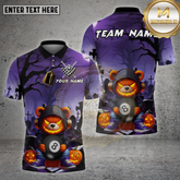 Maxcorners Billiards Shirt Halloween Bear 8 Ball Pumpkin Multioptions Personalized Name, Team Name Unisex 3D Shirt (4 Colors