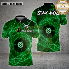 Maxcorners Billiards Shirt Lightning 8 Ball Pattern Multi Options Personalized Name, Team Name Unisex 3D Shirt (4 Colors)