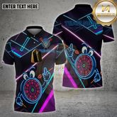 Maxcorners Darts Dartboard Neon Eyes Cartoon Style Multicolor Options Personalized Name, Team Name 3D Shirt (4 Colors)