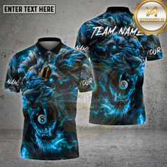 Maxcorners Billiards Shirt Lion with 8 Ball Fire Glow Multioptions Personalized Name, Team Name Unisex 3D Shirt (4 Colors)