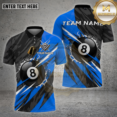 Maxcorners Billiards Shirt 8 Ball Black Slash Multioptions Personalized Name, Team Name Unisex 3D Shirt (4 Colors)