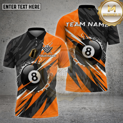 Maxcorners Billiards Shirt 8 Ball Black Slash Multioptions Personalized Name, Team Name Unisex 3D Shirt (4 Colors)