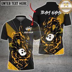 Maxcorners Bowling Jersey Flame Dragon Strike Multioptions Personalized Name, Team Name Unisex 3D Bowling Shirt (4 Colors)