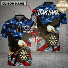 Maxcorners Darts Team Polo Shirt Patriotic Eagle American Flag 3D Multioptions Personalized Name, Team Name 3D Shirt