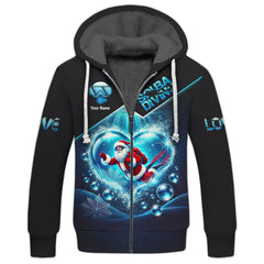 Maxcorners 3D Full Print Santa Claus Scuba Diving Heart Shirts Personalized Name Gift For Diver Lovers LM2111