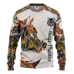 Maxcorners Orange Camouflage Boar Hunting Custom Name Shirt 3D All Over Printed Clothes