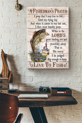 Maxcorners Fishing A Fishermans Prayer Live To Fish Canvas Gallery Wrapped Canvas Framed Gift Idea LM0101