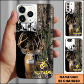 Maxcorners Hunting Phone Case Whitetail Deer Lightning Split Forest Camo Art Personalized Name Phone Case | Brown