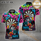 Maxcorners Darts Shirt Graffiti Skeleton Beer Style Multicolor Options Personalized Name, Team Name 3D Shirt (4 Colors)