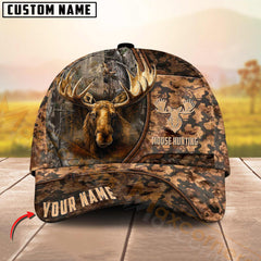 Maxcorners Hunting 3D Brown Camouflage Design Personalized Name 3D Cap (Deer/Moose/Boar/Duck)