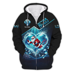 Maxcorners 3D Full Print Santa Claus Scuba Diving Heart Shirts Personalized Name Gift For Diver Lovers LM2111