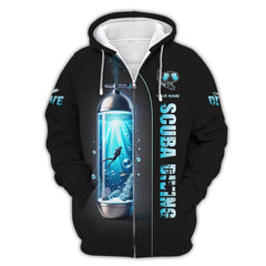 Maxcorners Diver With Diving Tank Custom Name 3D Shirt Born To Dive Personalized Gift For Diver Lovers LM2111