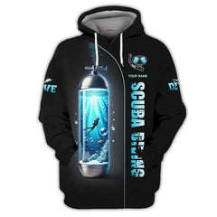Maxcorners Diver With Diving Tank Custom Name 3D Shirt Born To Dive Personalized Gift For Diver Lovers LM2111